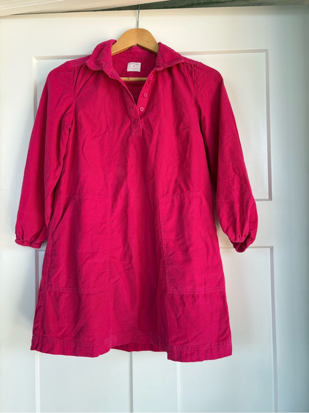 Crewcuts Girls Hot Pink Collard Corduroy Dress w/Large Pockets Size 12
